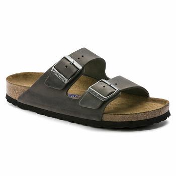 Birkenstock Soft Footbed Oiled Læder Arizona Dame Grå | DK 58UZG